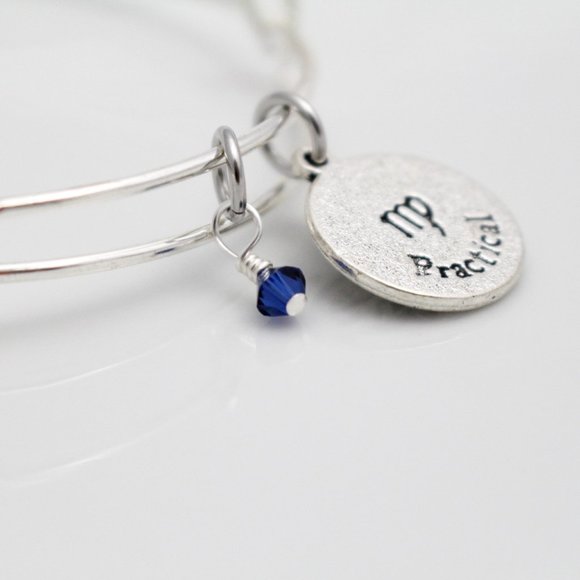 September Virgo Adjustable Charm Bangle - Handmade Zodiac Bracelet - Picture 13 of 13